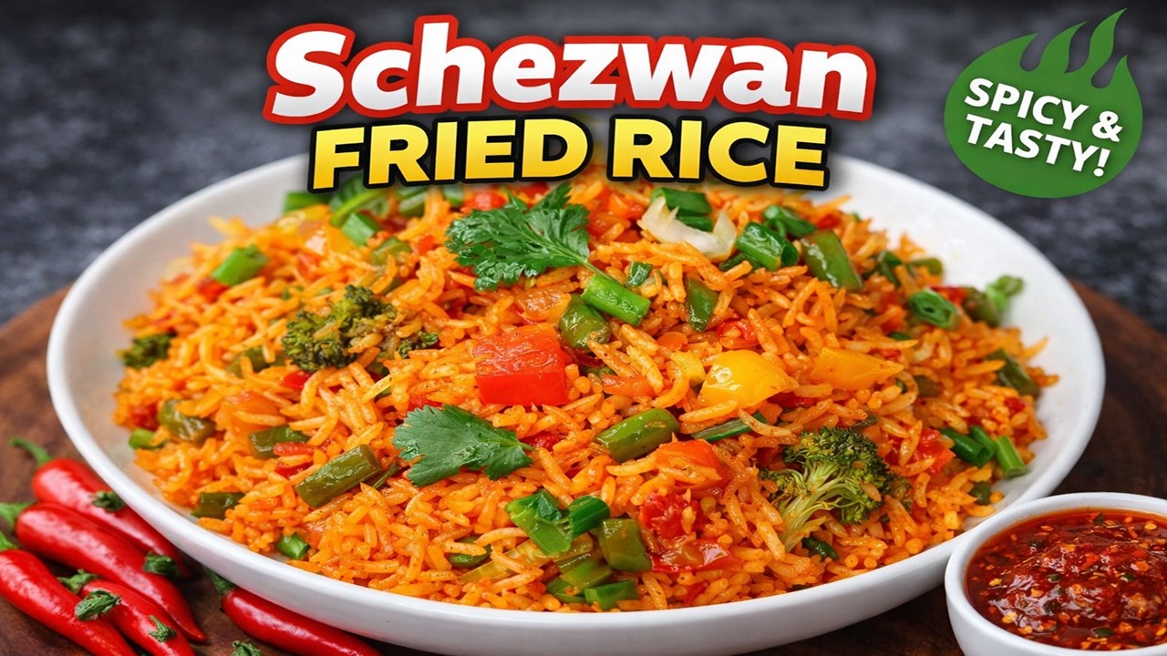 Schezwan Fried Rice Recipe | Restaurant Style Non-Sticky & Smoky Rice 🔥