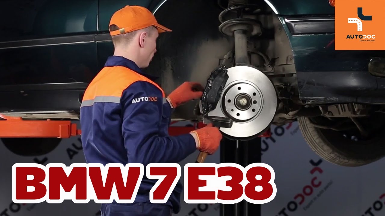 How to change front brake discs and brake pads BMW 7 E38 TUTORIAL | AUTODOC
