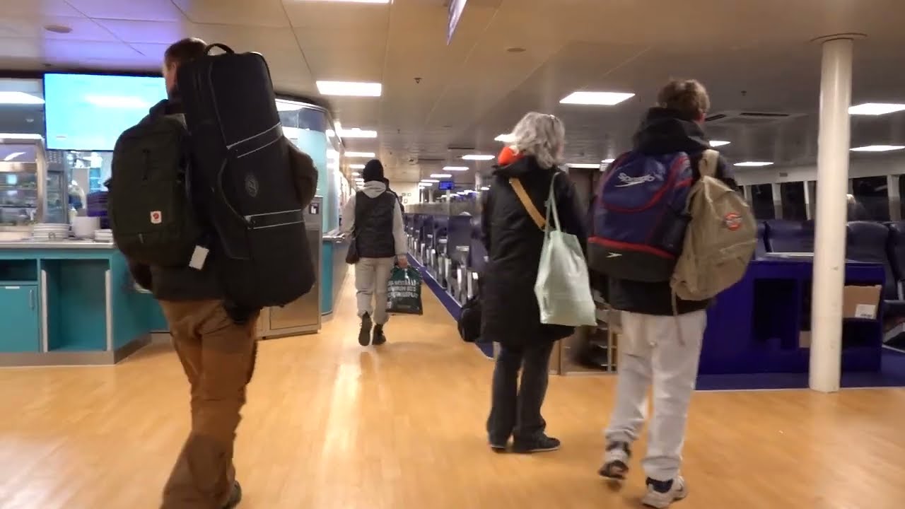 Ombordstigning til Bornholmslinjen Express 1 i Ystad. Boarding the ferry in Ystad. Feb. 2025
