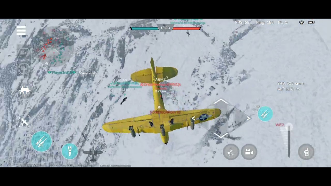 Gameplay no modo avião do War Thunder Mobile com o avião P-63A-10