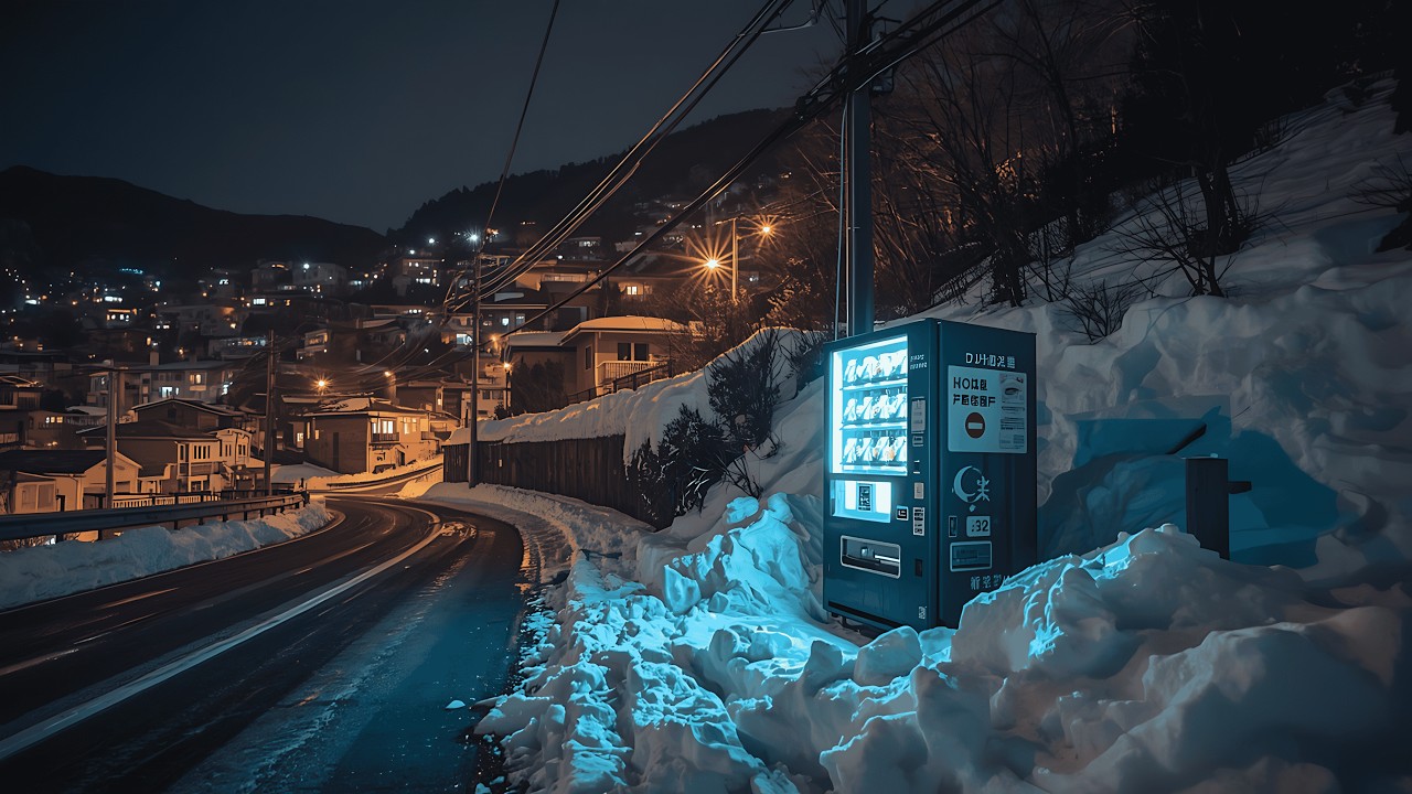 2 AM Buried in Heavy Snow on a Quiet Hill ❄️ | 90s Lofi — City Lights & Vending Machine Glow
