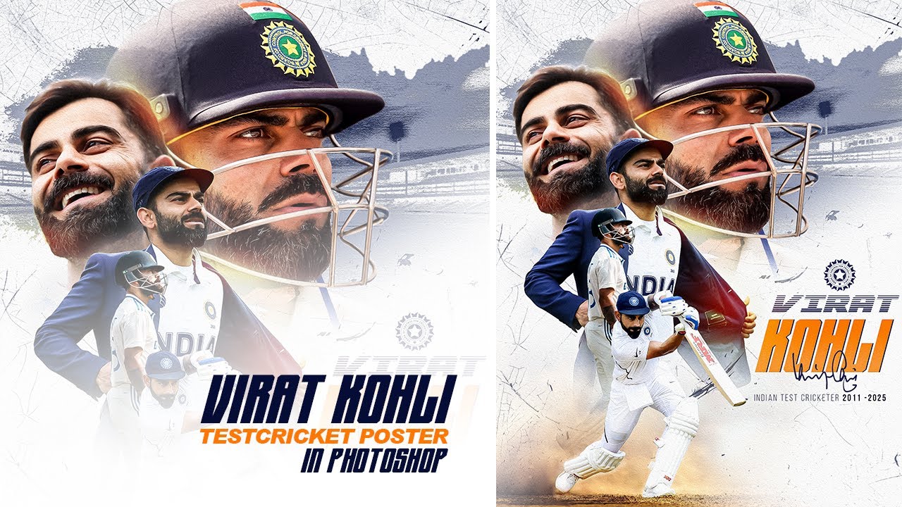 Create a Sports Poster of Virat Kohli | Photoshop Design Tutorial- Step by Step Tutorial