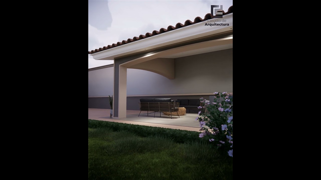 Dise&ntilde;o de terraza con jard&iacute;n y asador para casa habitaci&oacute;n.