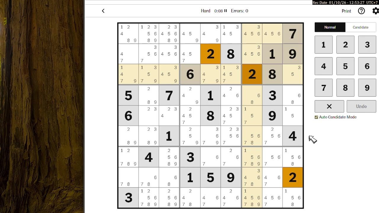 Hard Sudoku New York Times January 10, 2026