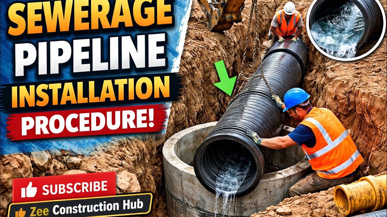 Sewerage pipeline installation procedure #sewerage #pipeline @ZeeConstructionHub