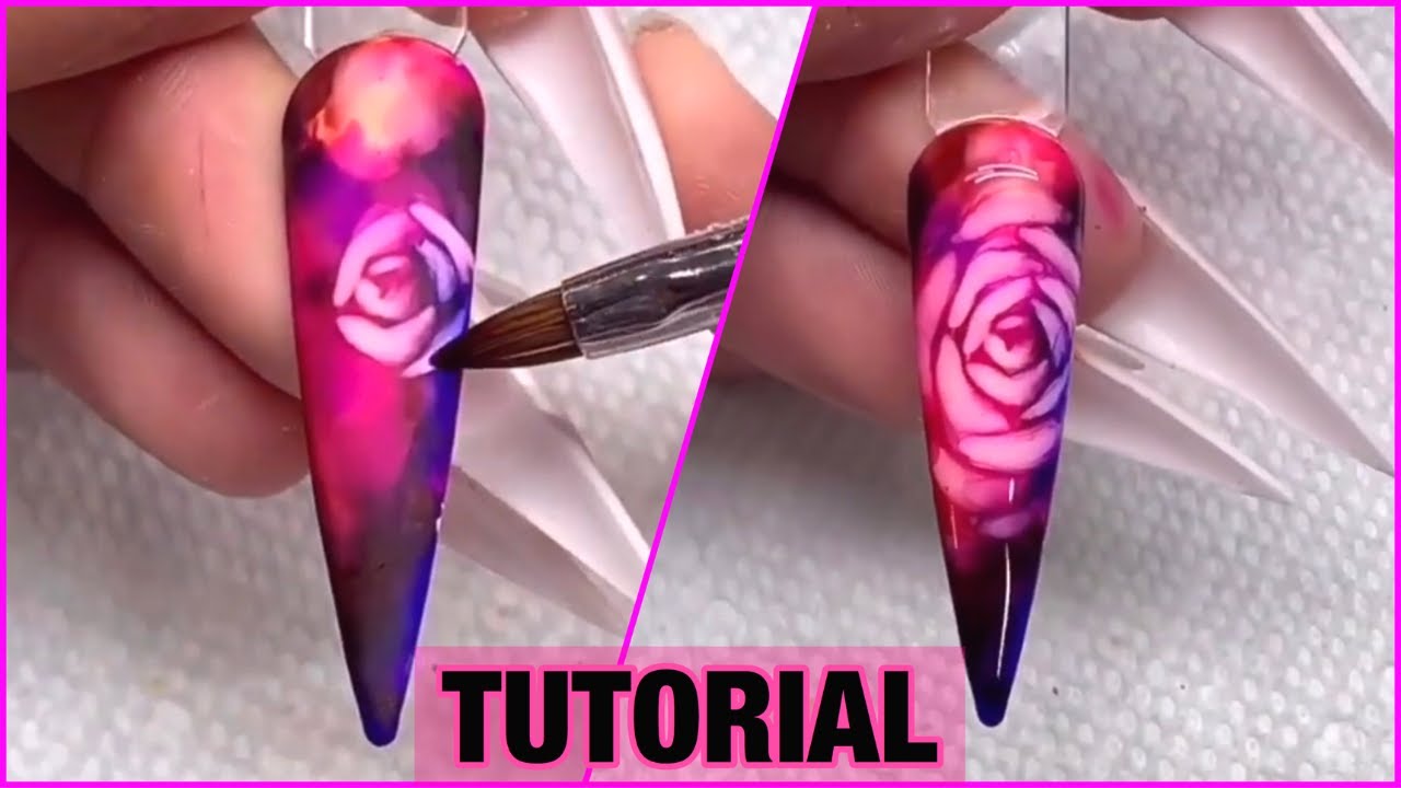 ALCOHOL INK FLOWERS NAIL ART TUTORIAL | ACETONE ROSE NAIL ART | PRESS ON NAILS | NAILS FASCINATION