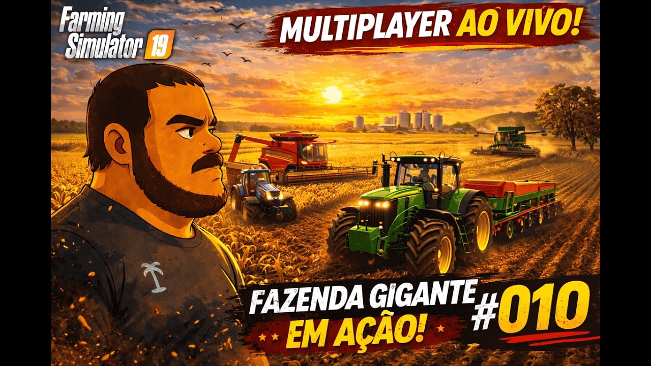 👉 🚜 FAZENDA GIGANTE EM AÇÃO! Multiplayer #010 | Farming Simulator 19