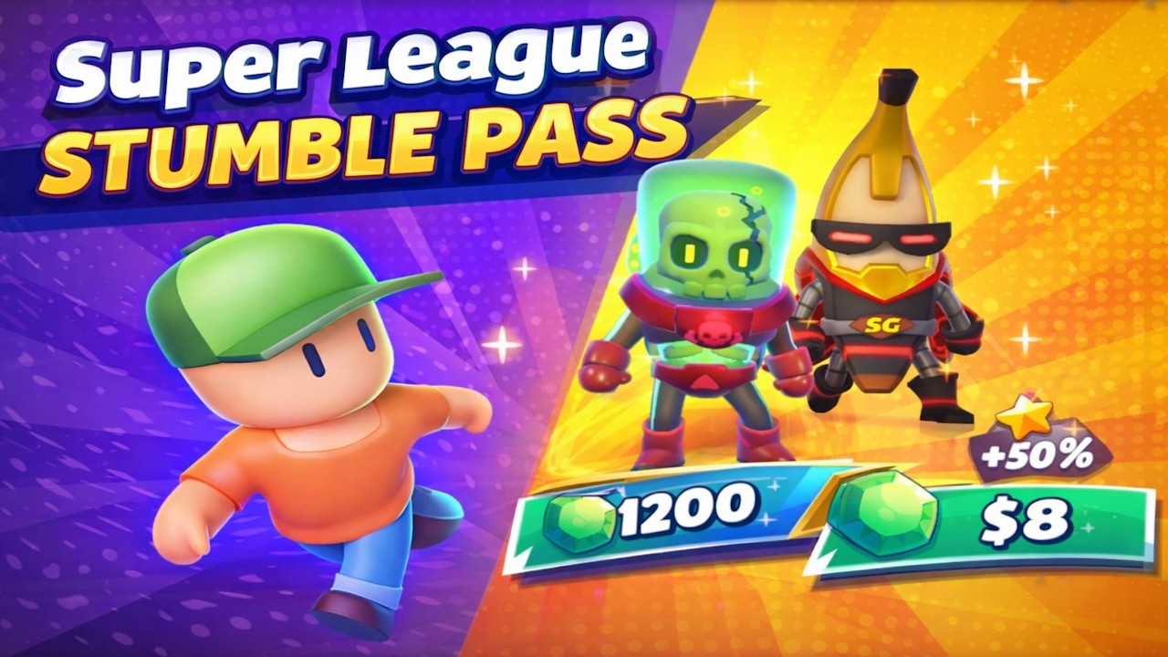 Новый пропуск Super League Stumble Pass за 0,96 в Stumble Guys!