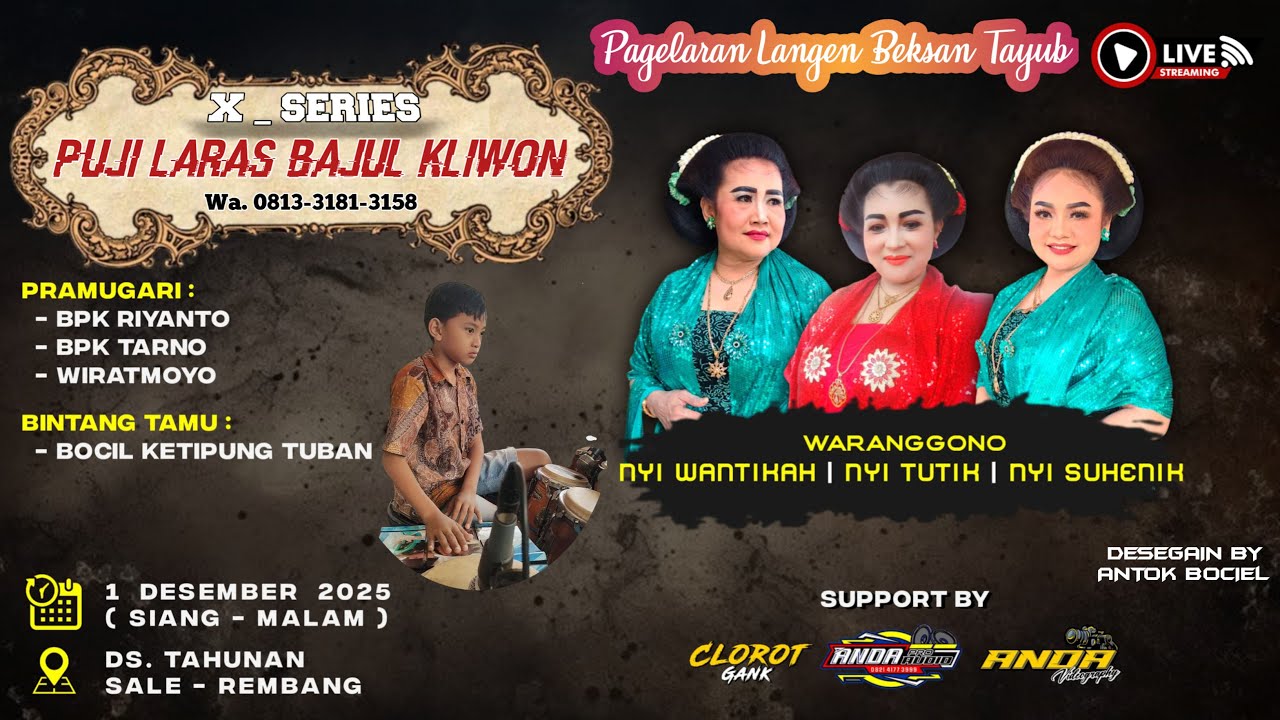 LIVE TAYUB  SIANG '' PUJI LARAS BAJUL KLIWON '' DS. Pancuran Kec.Sale Kab.Rembang 01 Des 2025
