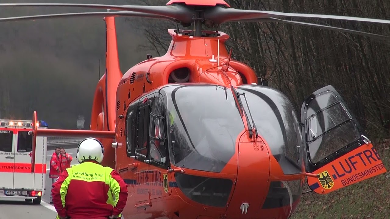 RTH Christoph 3 Landung und Start nach einen Unfall auf der A3 bei Sessenhausen