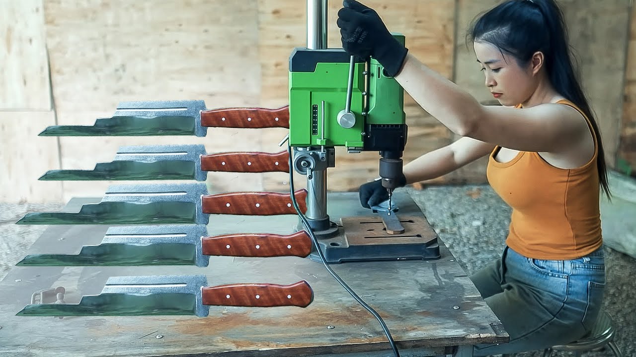 Forging a Blacksmith Knife in a Knife Making Workshop & Knife Making Process – Female Makers
