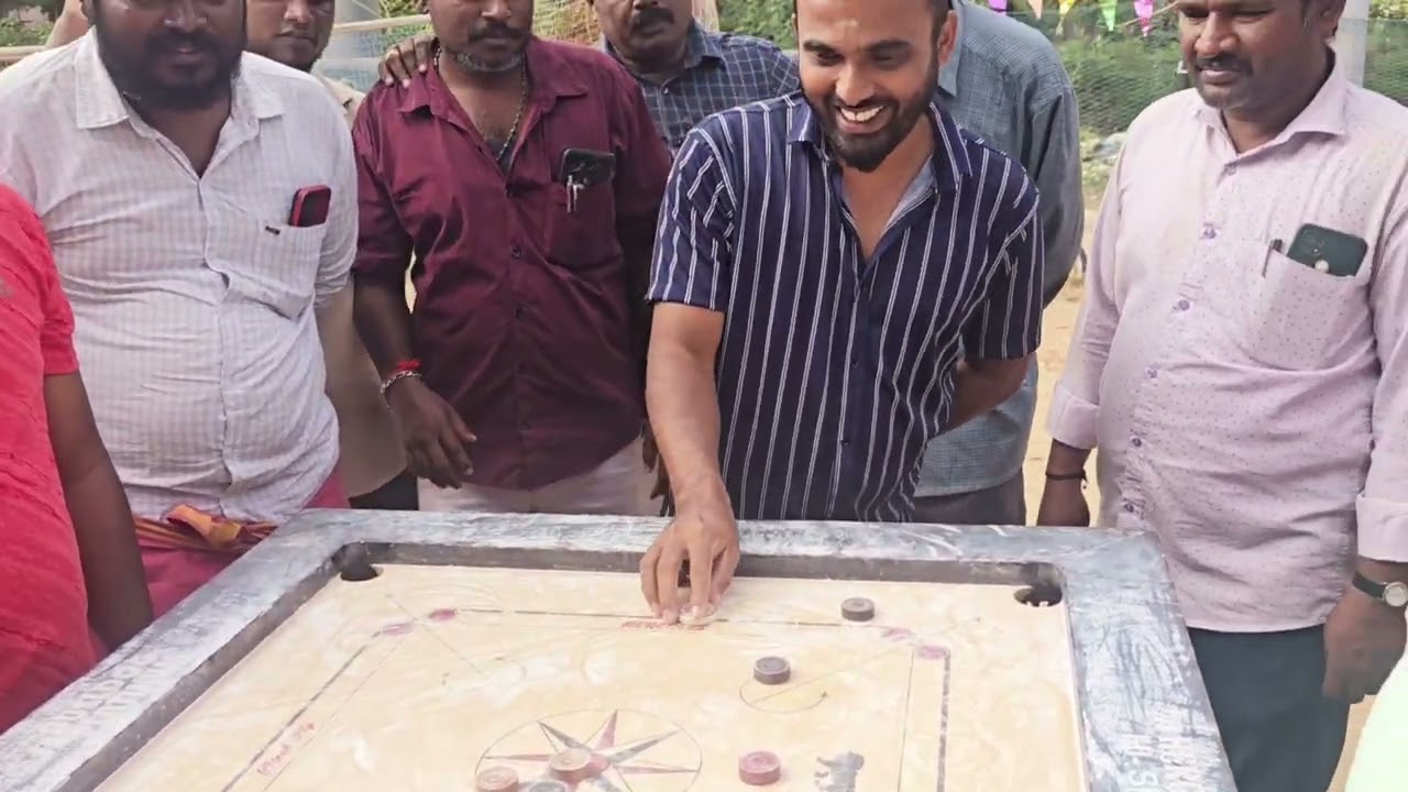 pongal festival celebrating carrom bord Final game
