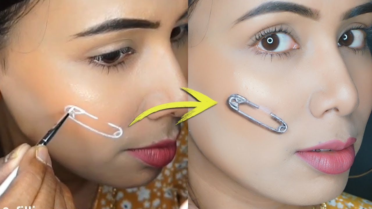 Face Art #8 3D Safety Pin  | Beginners 3D FACE ART TUTORIAL🔥🔥🔥