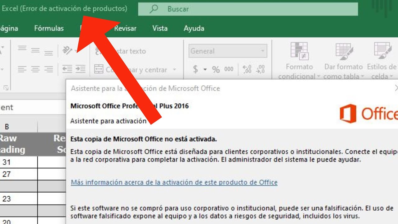 Soluci&oacute;n Microsoft Excel error de activaci&oacute;n de productos
