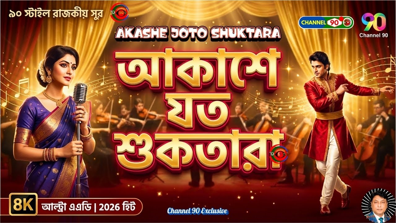 আকাশে যত শুকতারা | Akashe Joto Shuktara | রাজকুমার ও প্রেমিকা ❤️ | 90s Grand Orchestral | Channel 90