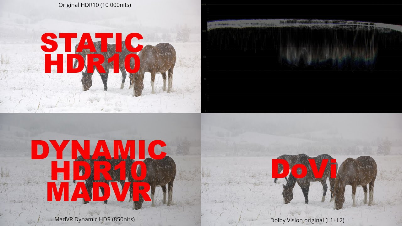 madVR Dynamic HDR (v187) vs Dolby Vision (L1+L2) vs Static HDR10 10 000nits