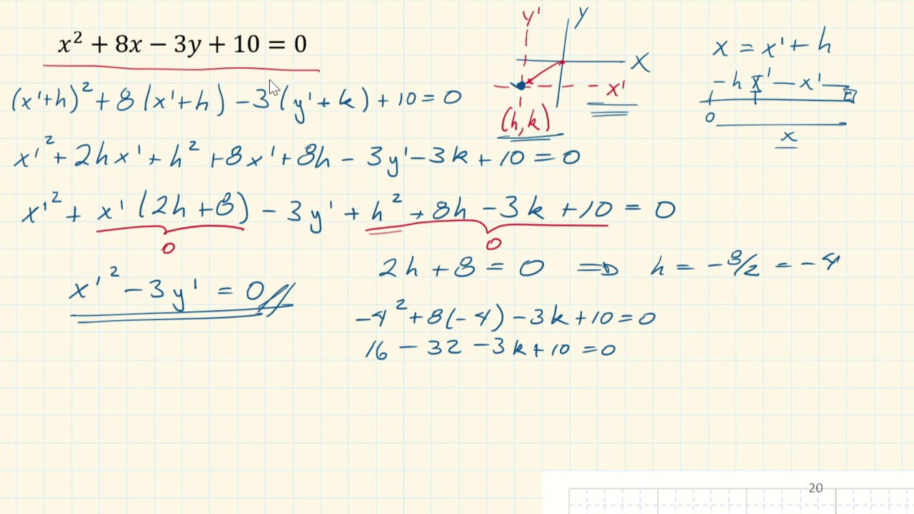 Curso de Geometría Analítica - 4.1.3 Transformación de Coordenadas - Traslación (Otro Ejemplo)