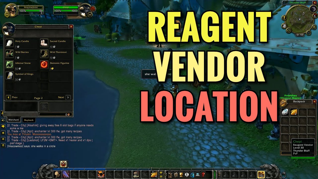 Thunder Bluff Reagent Vendor Location - WoW Classic