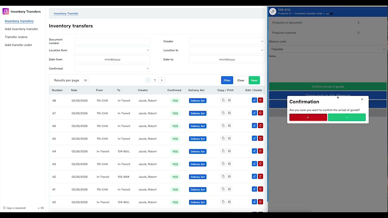 How to Receive an Inventory Transfer in Erply WMS