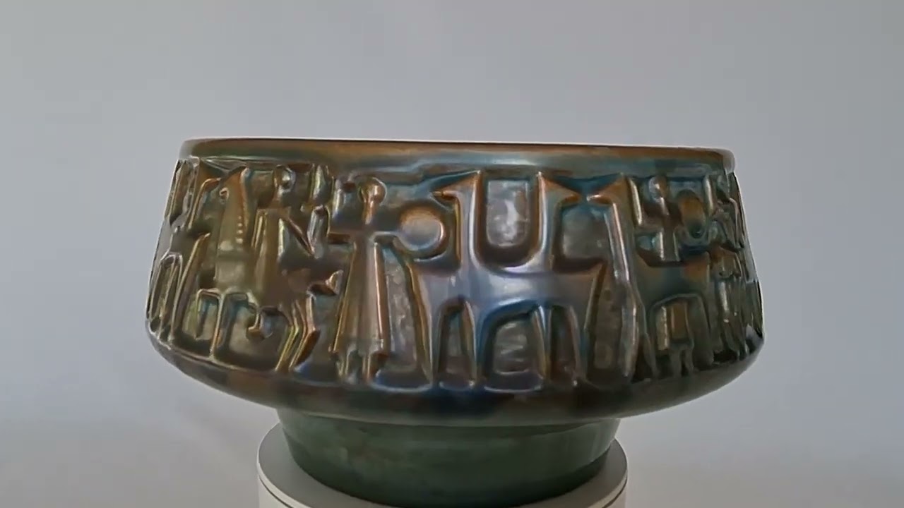 Zsolnay 1970 évek Art-Deco mintás kaspó. Ritka! | Galéria Savaria