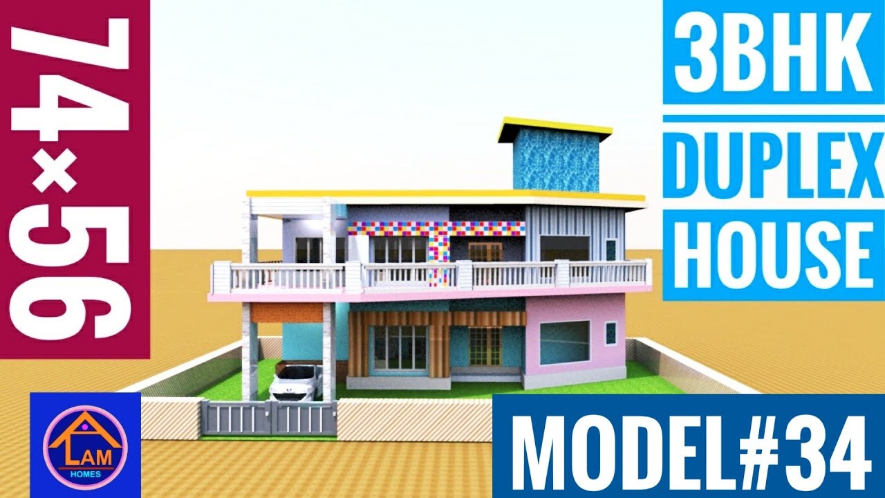 74&times;56 feet plot par ghar ka design