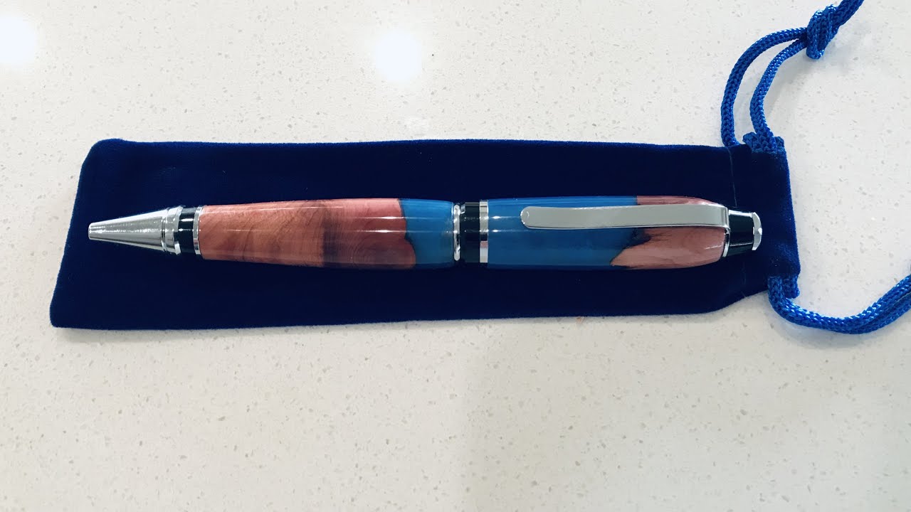 Fire and Ice Cigar Pen - Blue Epoxy with Cedar