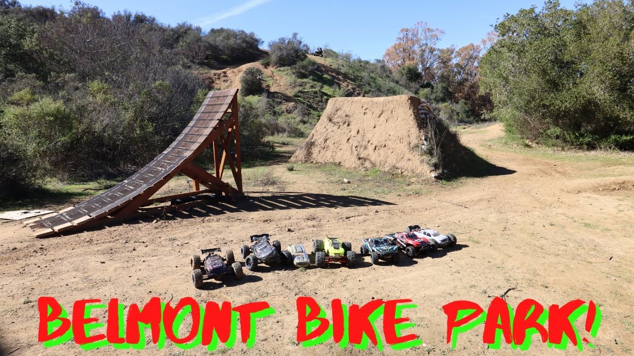 Bay Area RC Car Basher Team Test the Belmont Bike Park & RC Track 151! *Mega Ramp*