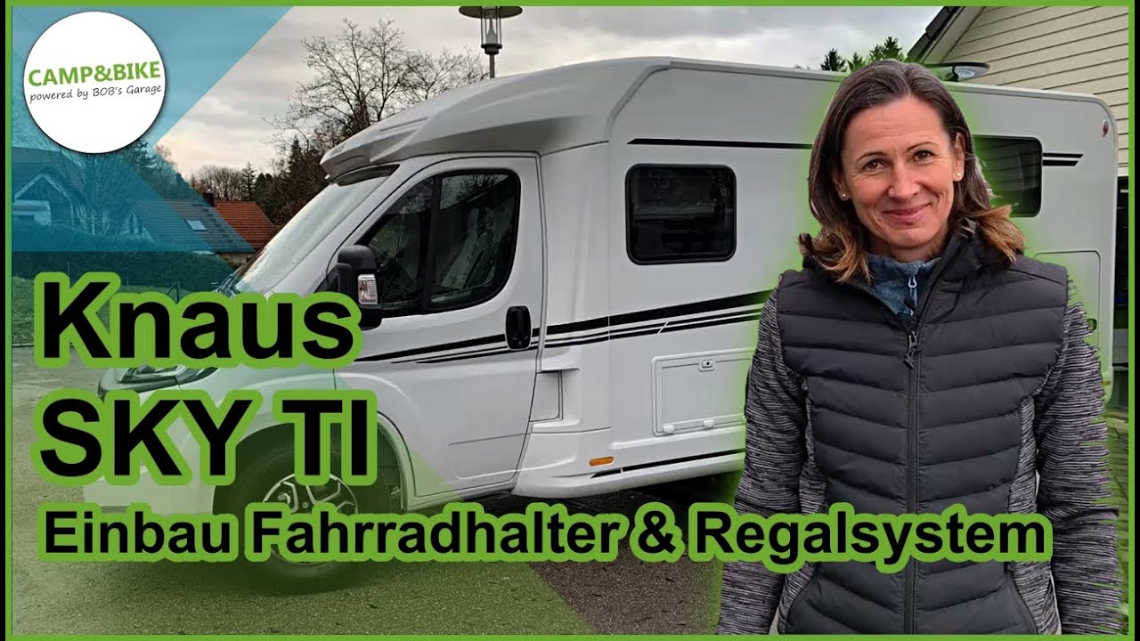 KNAUS SKY TI Wohnmobil - Einbau von Fahrradhalter und Regalsystem in die Heckgarage