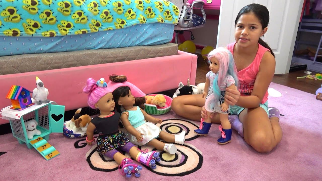 Pet store - American Girl dolls get pets - pretend playing