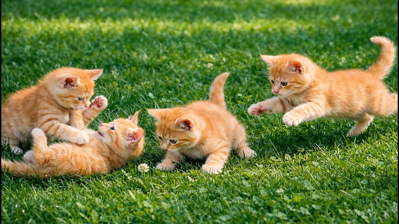 🌸🐱 Cute Baby Kittens Having Fun on the Grass | Relaxing Cat Sounds | Cute Cat Moments