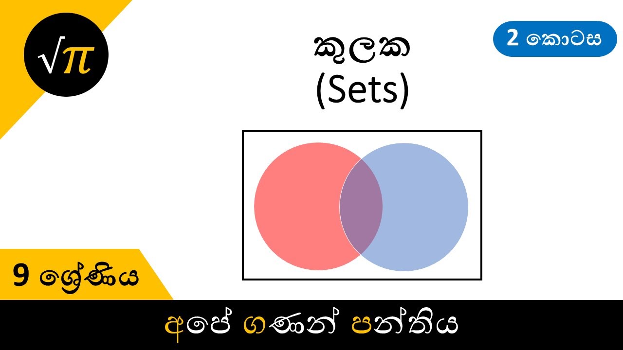 Grade 9 - Sets (Part 2) | 9 ශ්‍රේණිය - කුලක (2 කොටස)