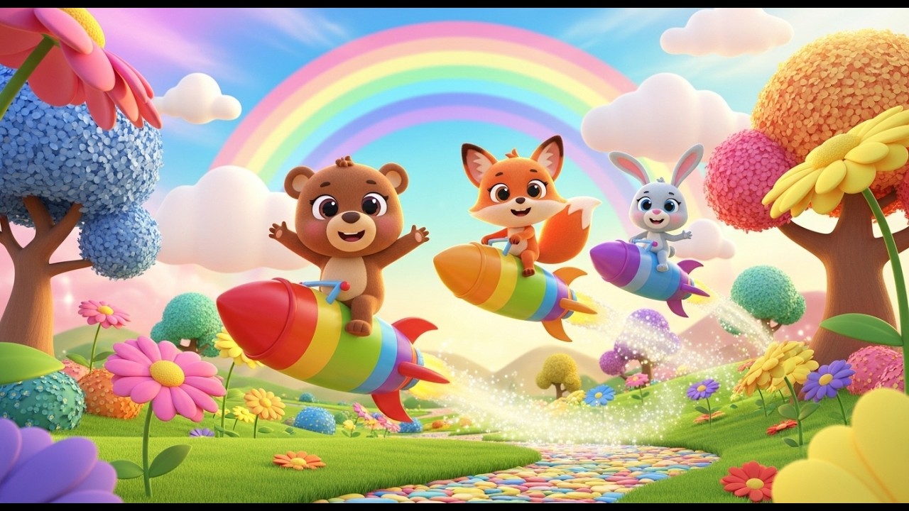 Rainbow Rocket Park Adventure | Fun Nursery Rhyme For Kids | Sing Along With Kids