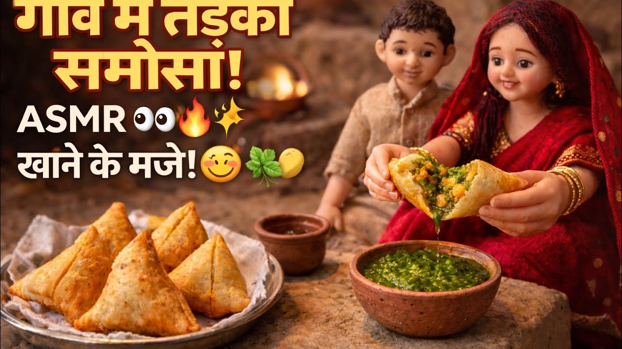 Miniature Village Samosa Cooking ASMR 🌿🔥 | Tiny Clay Kitchen Indian Street Snack