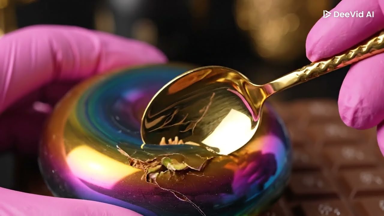 Would you eat this? 🌈 Rainbow Glass Dubai Chocolate Sphere | Relaxing ASMR