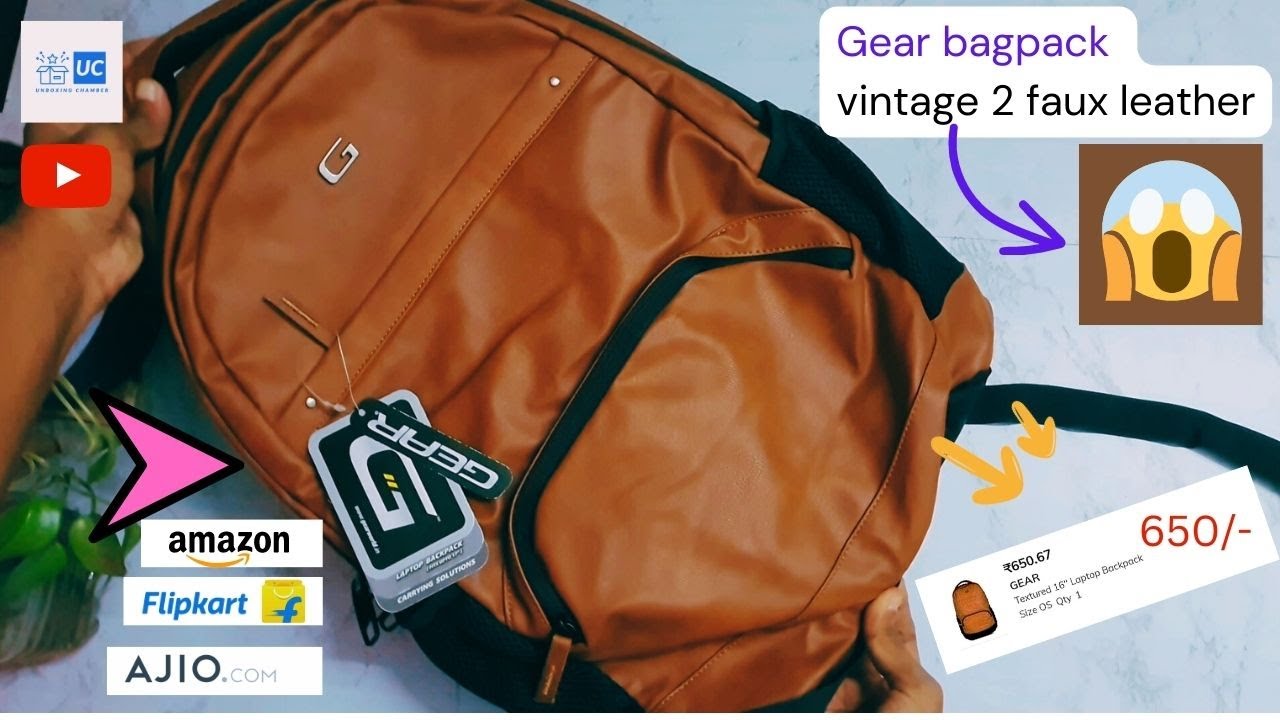 Gear Vintage2 🎒Anti Theft Faux Leather Tan Laptop Backpack || best bagpack under 800 ||