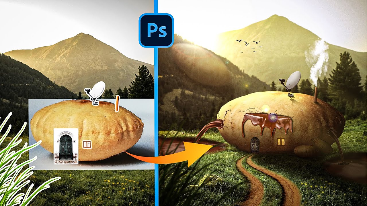 Biscuit House Fantasy Photo Manipulation in Photoshop - Speed Art