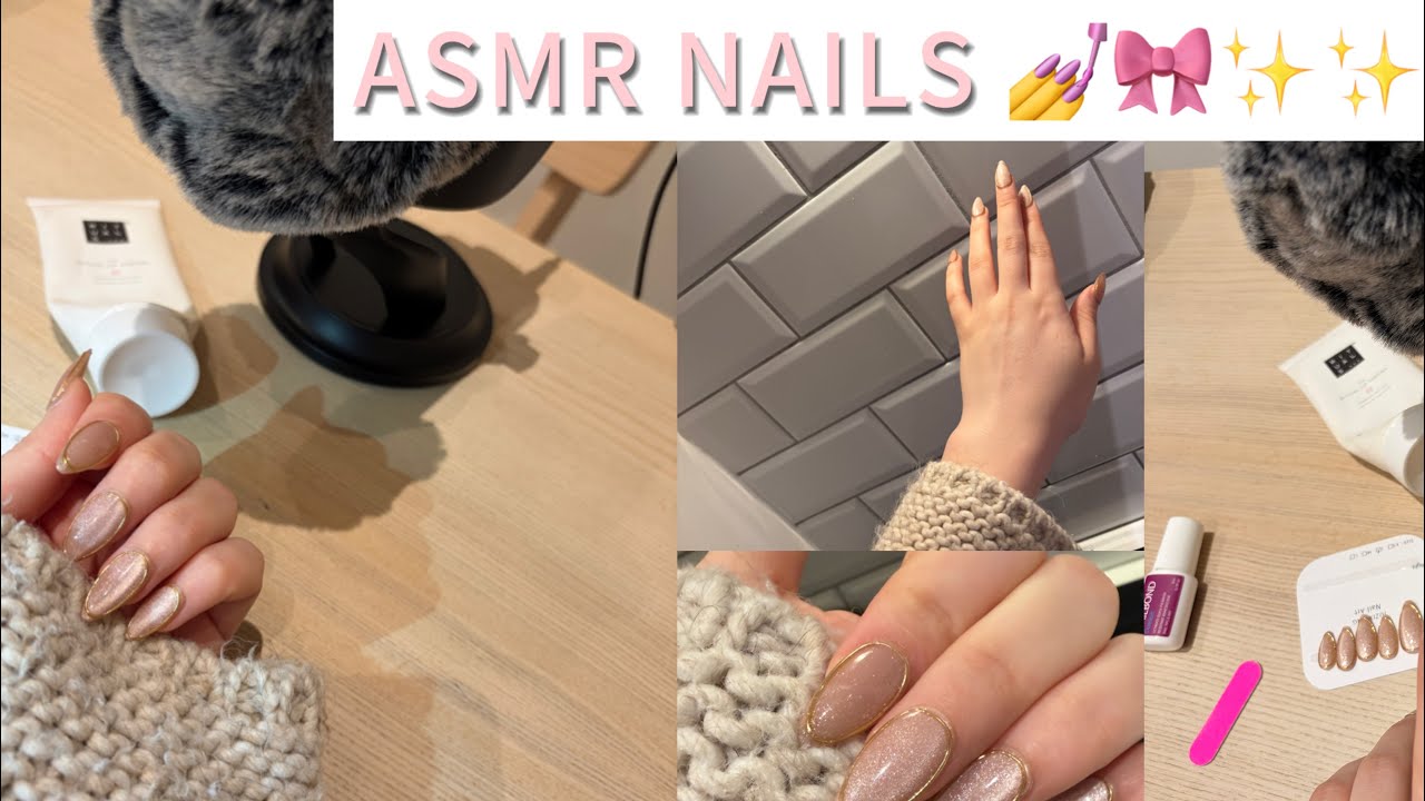 تركيب الأظافر بطريقة ناعمة 🎀ASMR🎀