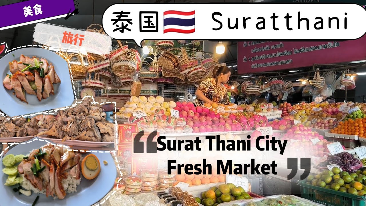 #Surat Thani City Fresh Market -这里有最好吃的烧肉 What to eat for Breakfast? #travel vlog