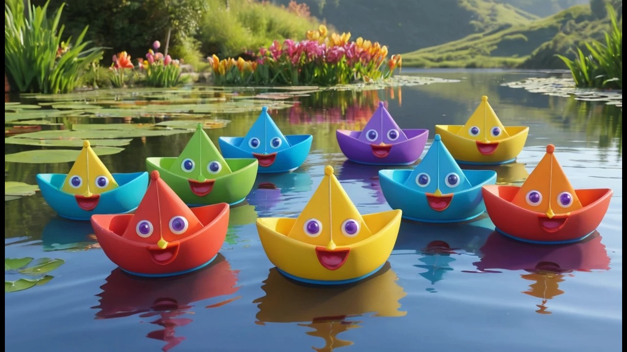 Sechs kleine Spielzeugboote segeln, segeln, segeln | Wasserlieder & Zählen lernen für Kinder