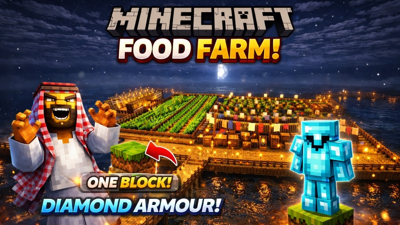 Minecraft One Block But I Built a Food Farm & Got Diamond Armor! 💎🔥