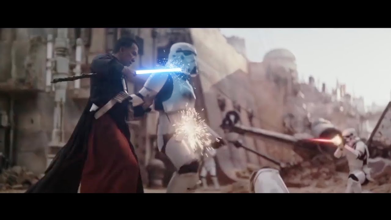 Chirrut Imwe From Rogue One Uses a Lightsaber