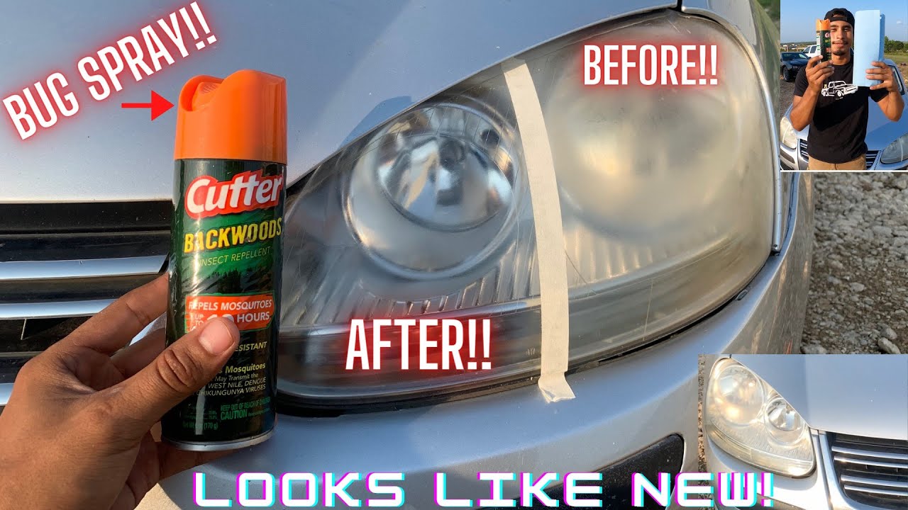 Using BUG SPRAY! to clean headlights!! (Works really good!!)