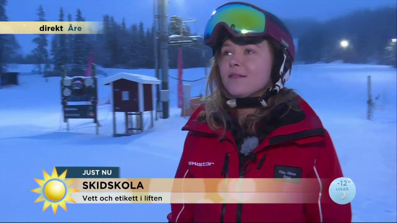 Reportern gör det förbjudna i skidbacken – under pågående livesändning - Nyhetsmorgon (TV4)