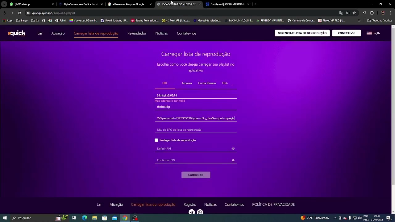 Como colocar lista  de canais no  Quick Player