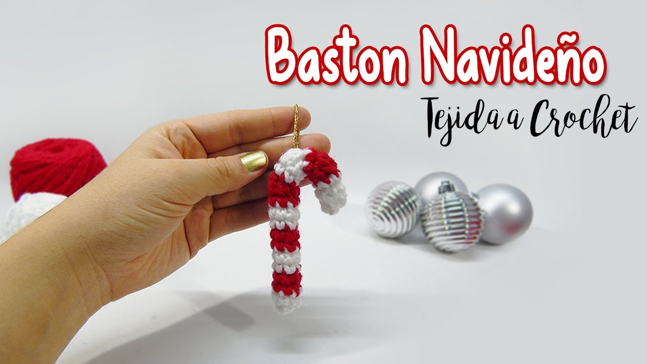 BASTON NAVIDEÑO  tejido a crochet - Decoración navideña