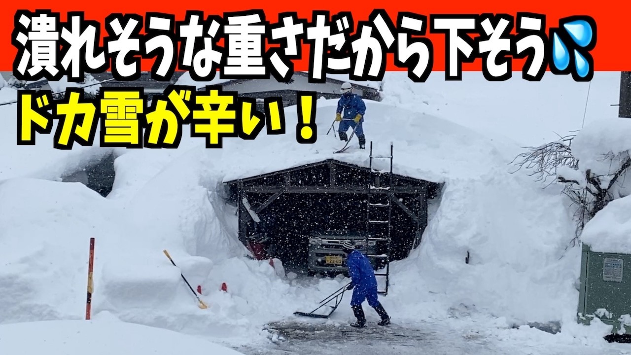 ドカ雪だから夫婦で雪下ろし！2026-01-25（日）　武七、妻七の除雪・雪かき日記　snow removal ASMR