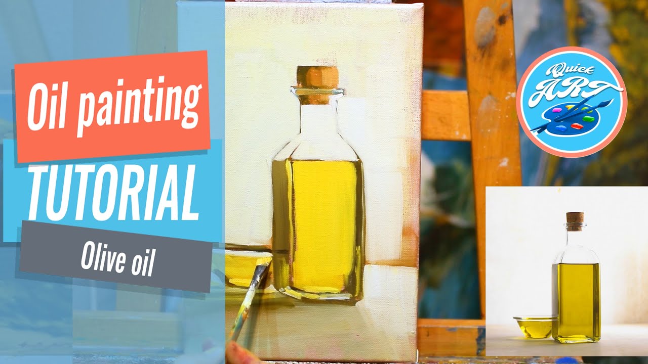 Oil painting | Bottle of Olive Oil