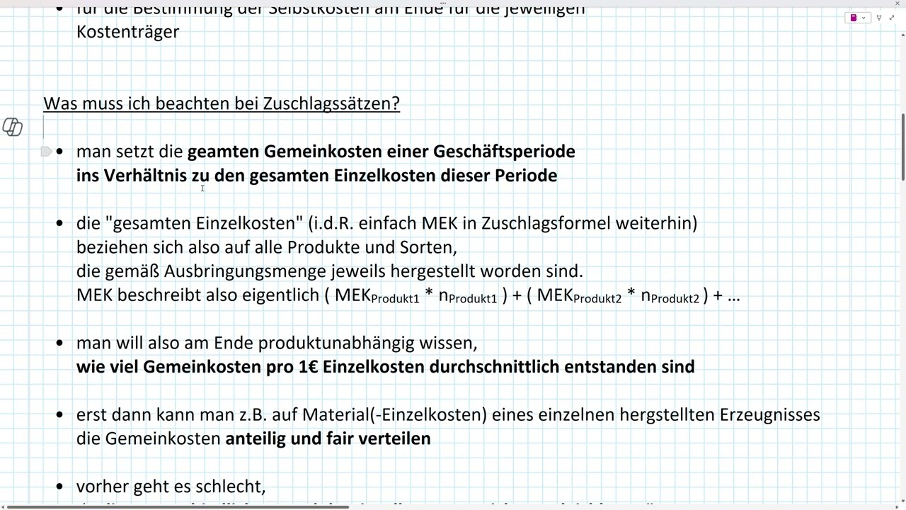 BWL (KLR): Was ist ein Gemeinkostenzuschlagssatz? Z.B. MGKZs, FGKZs, VtGKZs, VwGKZs ((⭐4K 📽️⭐))