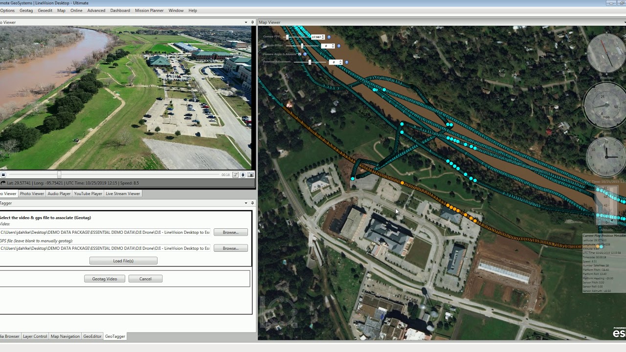 DJI Drone Video for Esri MISB FMV Video Multiplexer with LineVision Desktop
