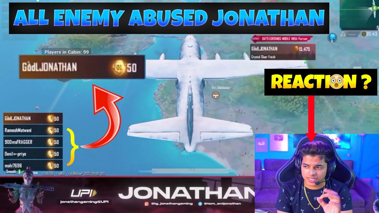 All enemy abused jhonthan😲😠 | jhonthan reaction*😱 | #pubgmobile #bgmi #jhonathan